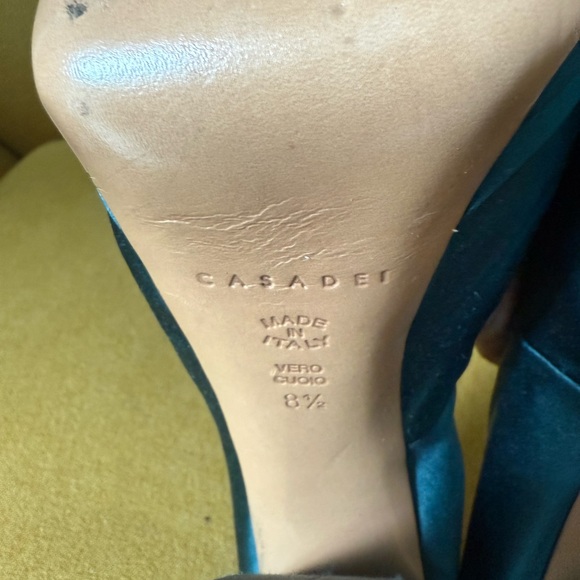 Casadei Green Stiletto Heels Satin Finish